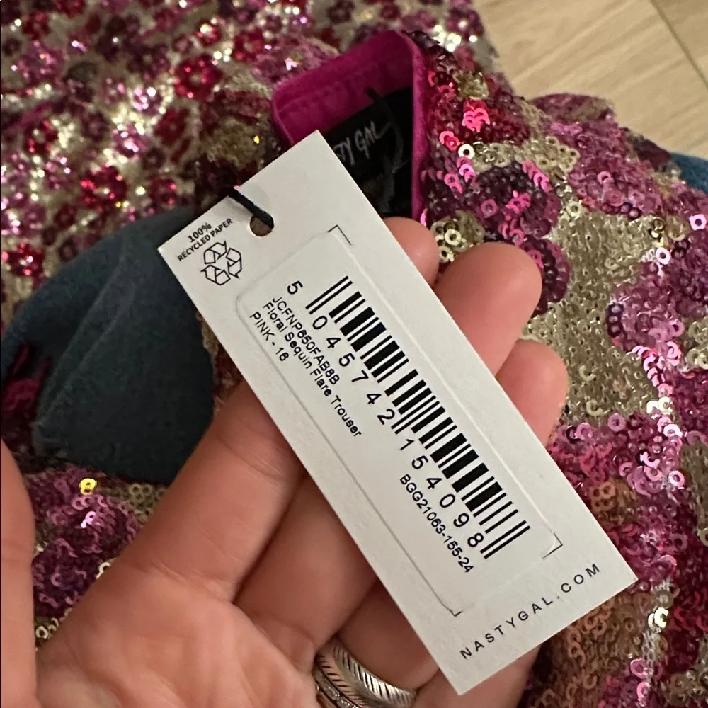 NWT Nasty Gal floral sequin trouser - Picture 5 of 6